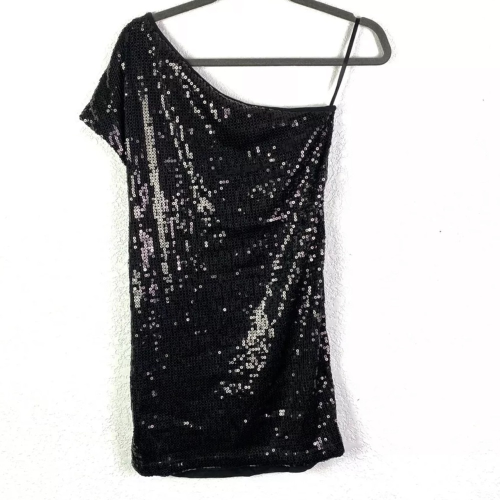 Tart Black Sequin One Shoulder Dress